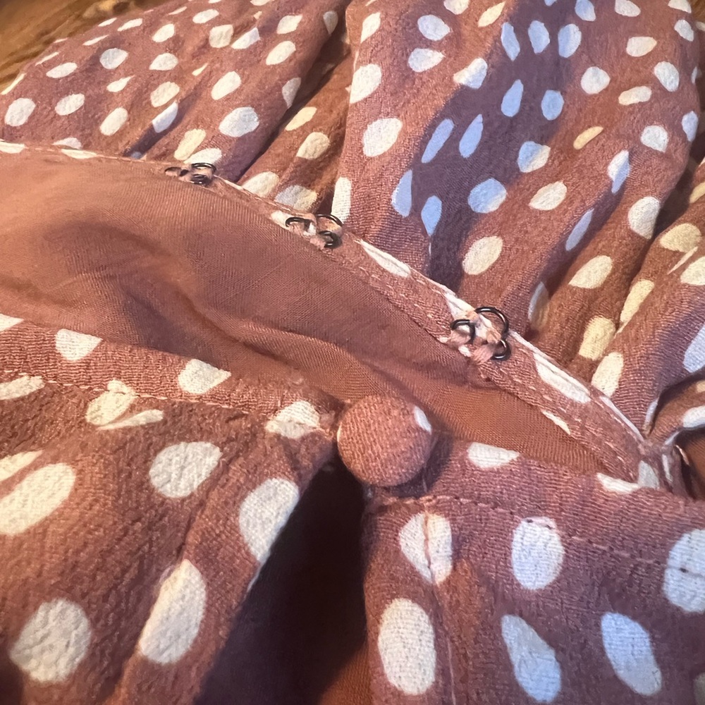Abercrombie & Fitch A&F Brown White Polka Dot V Neck Long Sleeve Romper Women XS - Picture 6 of 6